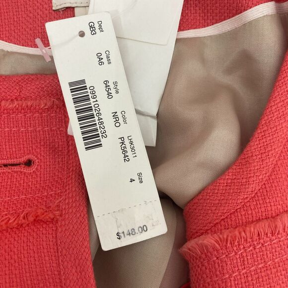 J.Crew Jacket Size 4 Coral Cropped Long Sleeve Fringe Trim Button NWT - Picture 16 of 16